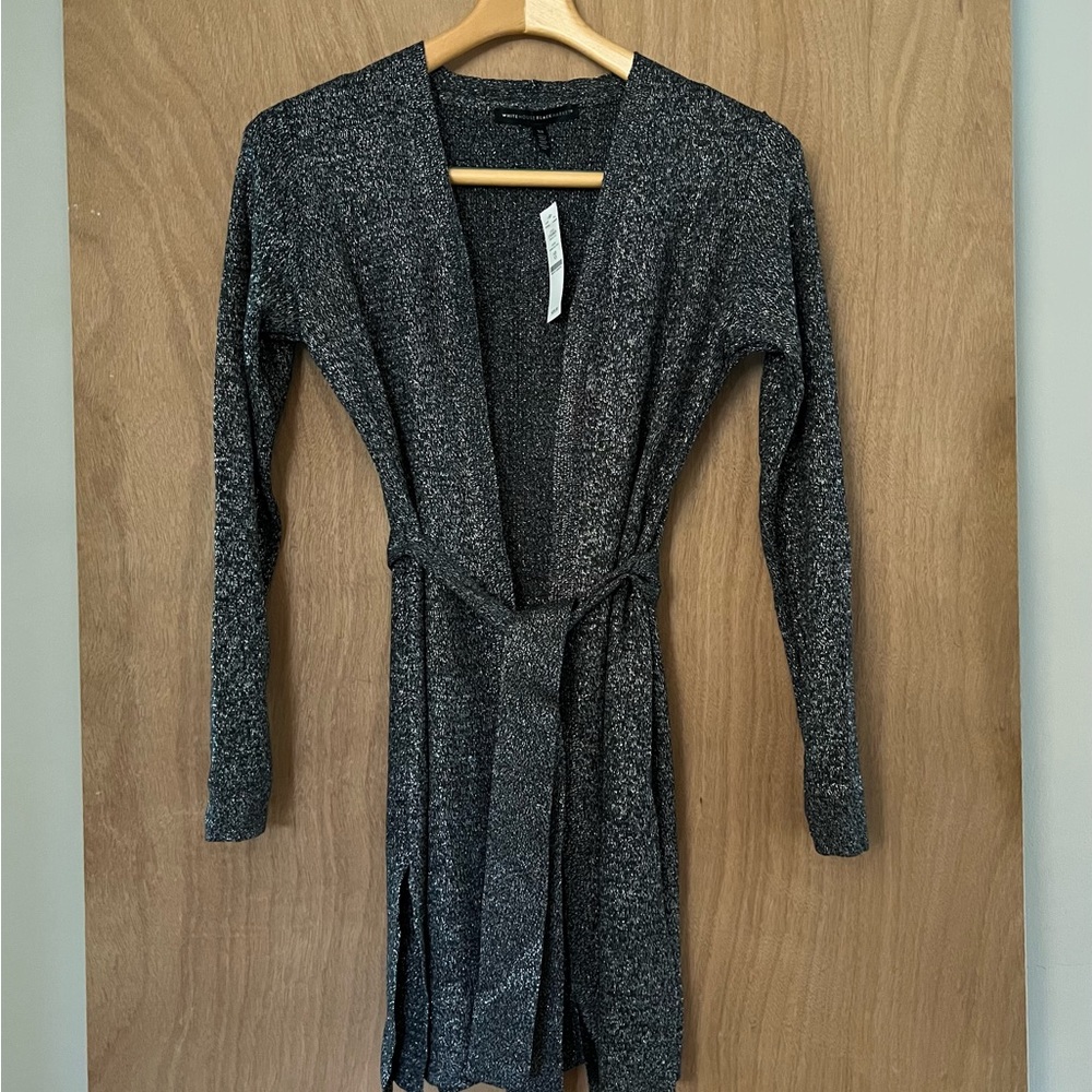 NWT White House Black Market Black Silver Cardigan